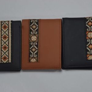 Authentic Georgian-Inspired Leather Trifold Wallets with Traditional Woven Patterns