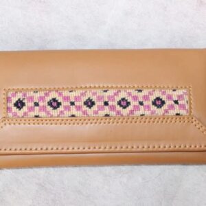 Handcrafted Beaded Leather Wallet - Bohemian Tan Elegance