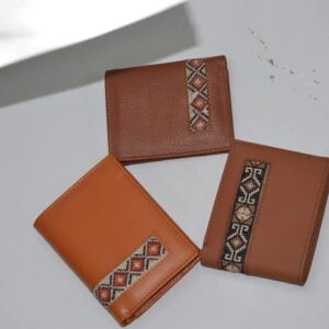 Handcrafted Leather Wallet with Woven Accent